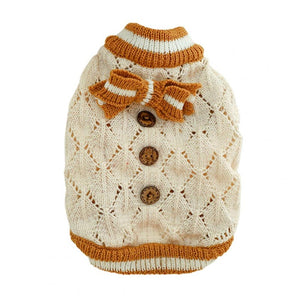 Coffee Wooden Button Knit Dog Sweater
