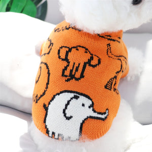 Orange Elephant Dog Sweater fits small to medium dogs.