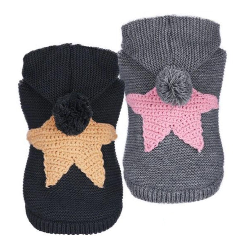 Keep your dog cozy this autumn/winter with this hip Star Dog Sweater Hoodie, available in 2 colors. 