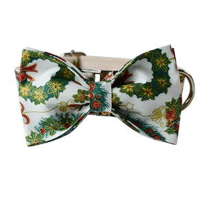 The bow tie is detachable from the collar and washable.