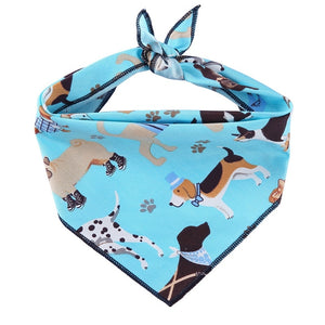 Light Blue Dog-Patterned Dog Bandana