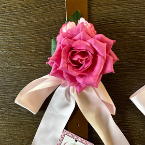 Handmade Pink Rose Leather Wedding Large Dog Collar