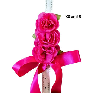 Handmade in the USA by Chloe & Max, these collars come in 3 sizes XS, S and M. The XS and S feature small flowers.