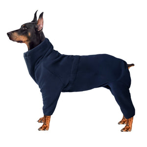 Navy Big Dog Warm Fleece Coat is adjustable.