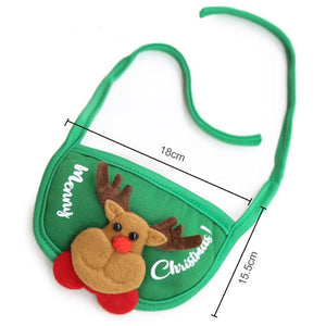 Green dog bib features Rudolph the red nosed reindeer. Measures 18cm x 15.5 cm.