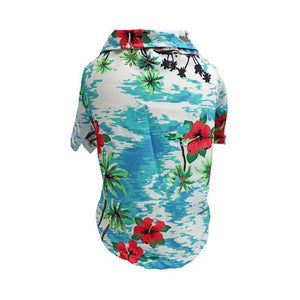 Aqua Hibiscus Hawaiian Dog Shirt