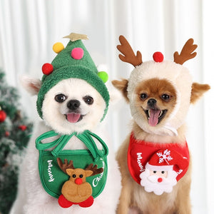 Christmas Dog Hats and Bibs fit small and medium dogs.