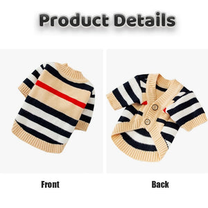 This classy Striped Button-Down Dog Cardigan is made of 100% cotton.