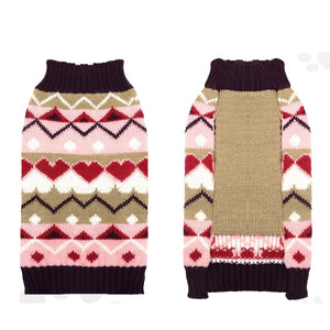 Front and back of Pink Hearts Dog Sweater
