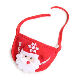 Red dog bib features Santa.