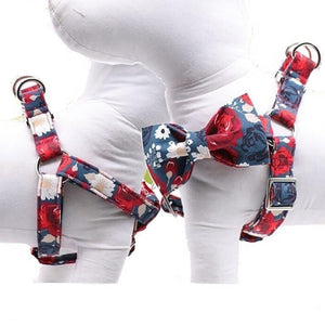 This elegant Night Rose Garden 3-Piece Harness matching set looks great on small, medium and large dog breeds.