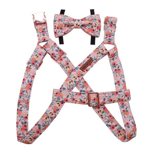 Adjustable harness set comes with a removable bow tie.
