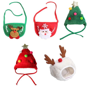 Christmas dog hats are available in red or green Christmas tree or Reindeer antlers, whereas the red bib features Santa and the green bib features Rudolph the red nosed reindeer.