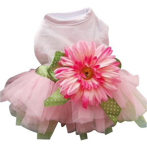 Sweet and simple, your dog will look like a princess in this Gerbera Daisy Flower Dog Party Dress