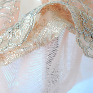 Pink Lace Embroidered Party Dress has tulle underskirt
