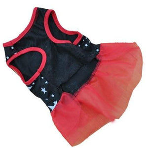 Patriotic Stars Dog Dress pullover design makes for easy on/off.