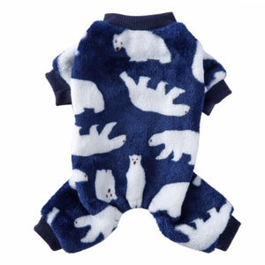 Cozy and warm, these Polar Bear-print dog PJs are what doggy dreams are made of for those cool winter nights.