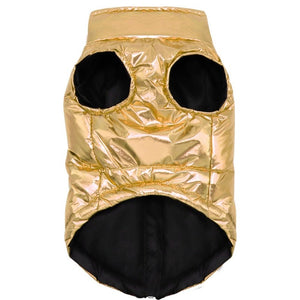 Chic Waterproof Puffer Dog Coat in gold.