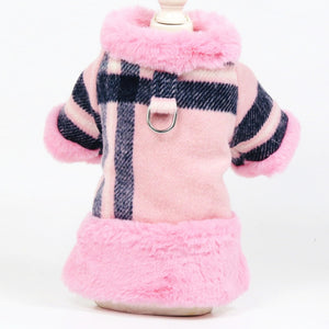 Made of wool for warmth, our Classy Pink Dog Harness Dress Coat will keep your dog stylish and toasty on cool autumn/winter days.