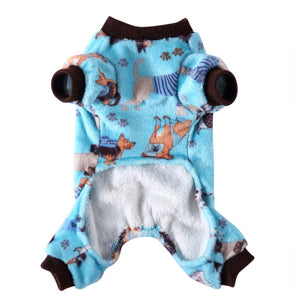 These dog pajamas will keep your pup cozy on cool winter nights.