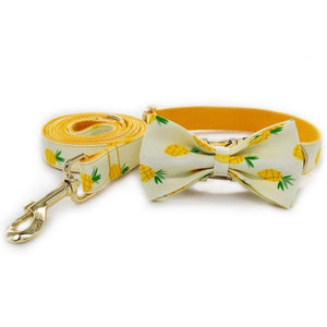 Our luxurious, handmade  Sweet Pineapple Bow Tie Dog Collar & Leash Sets are best sellers.