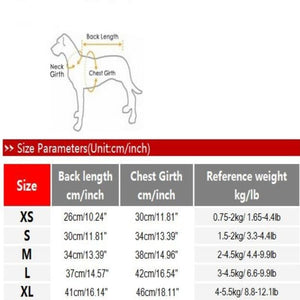 Please measure your dog against this chart before ordering.