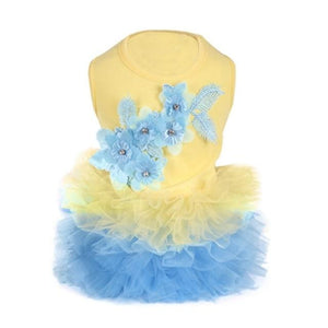 Yellow Floral Bubble Tutu Dog Party Dress