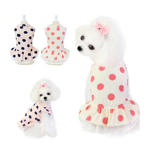 Pretty Polka Dot Dog Dress suits small and medium breed dogs.