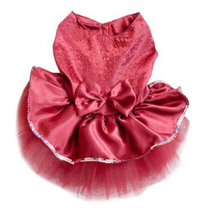 Red Shimmering Sequins Dog Party Dress is perfect for Christmas celebrations.