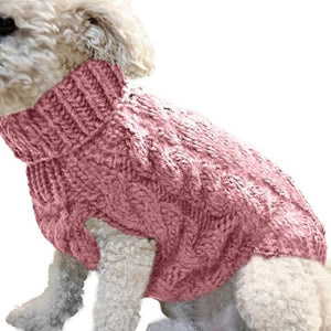 Mauve Cable Knit Turtleneck Dog Sweater