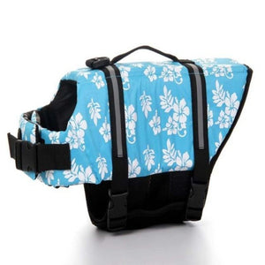 Floral Blue Reflective Dog Life Jacket