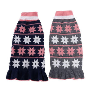 Star Turtleneck Sweater Dog Dress is available in navy or gray.