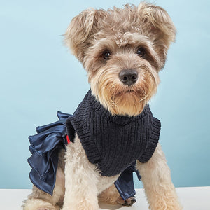 This Chic Turtleneck Sweater Dog Dress is designed for small dogs.