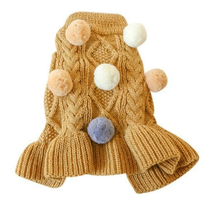 Caramel Pom Pom Sweater Dress