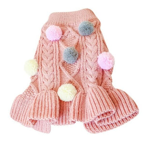 Pink Pom Pom Sweater Dress