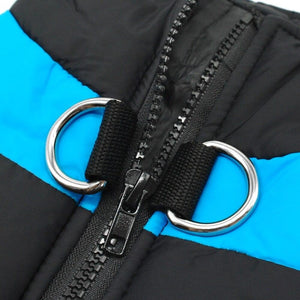 Buddy Waterproof Winter Dog Vest zips on and off and features a double-D ring.
