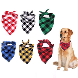 Cotton plaid dog bandana is available in 6 colors.