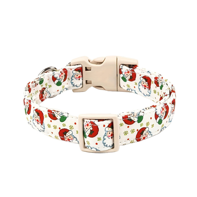 Dog collar with Santa Claus pattern on a white background