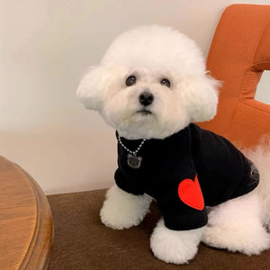 Bichon in black heart love dog shirt