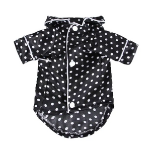 Black Polka Dot Satin Pajamas