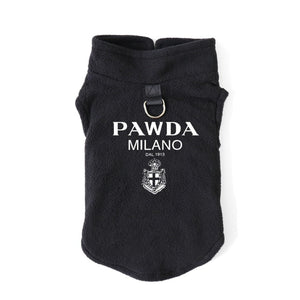 Black Prada parody "Pawda" Polar Fleece Dog Coat