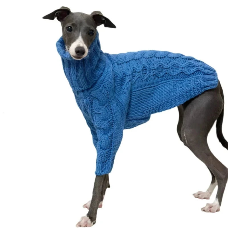 Blue Cable Knit Turtleneck Italian Greyhound/Whipped Dog Sweater