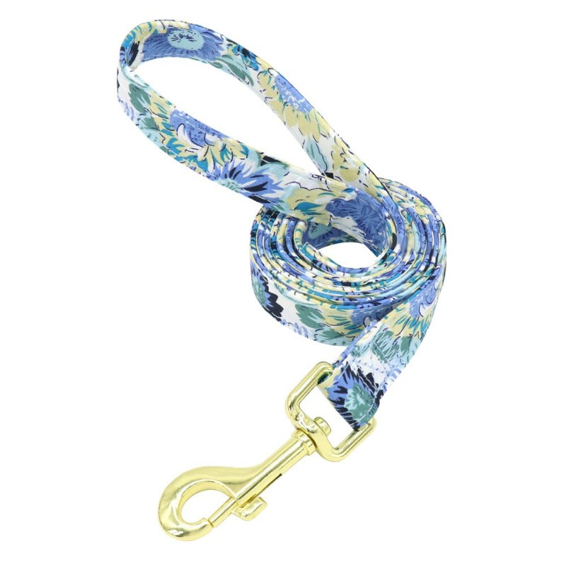 Blue Daisy Flower Dog Collar Leash Set Posh