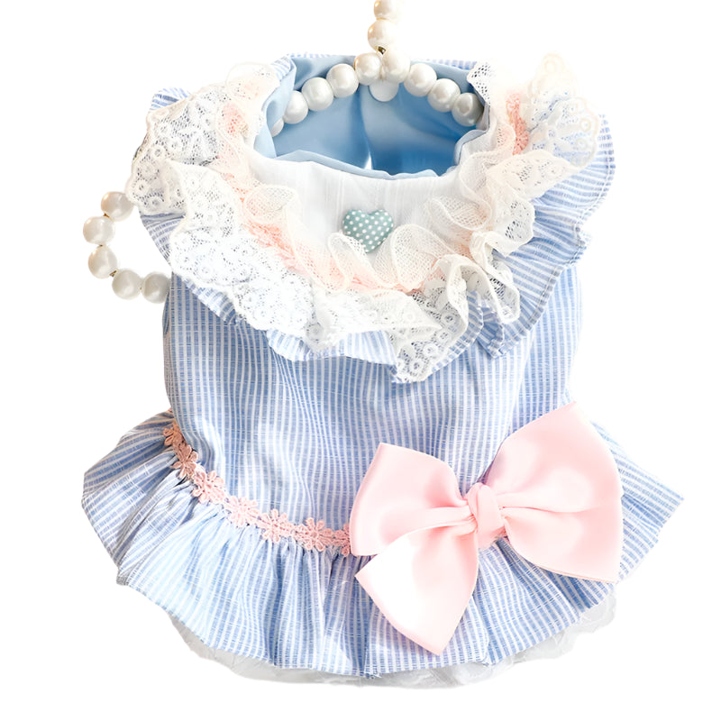 Blue Pinstripe Dog Dress