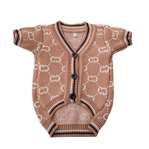 Brown Gucci-Inspired Dog Sweater Cardigan