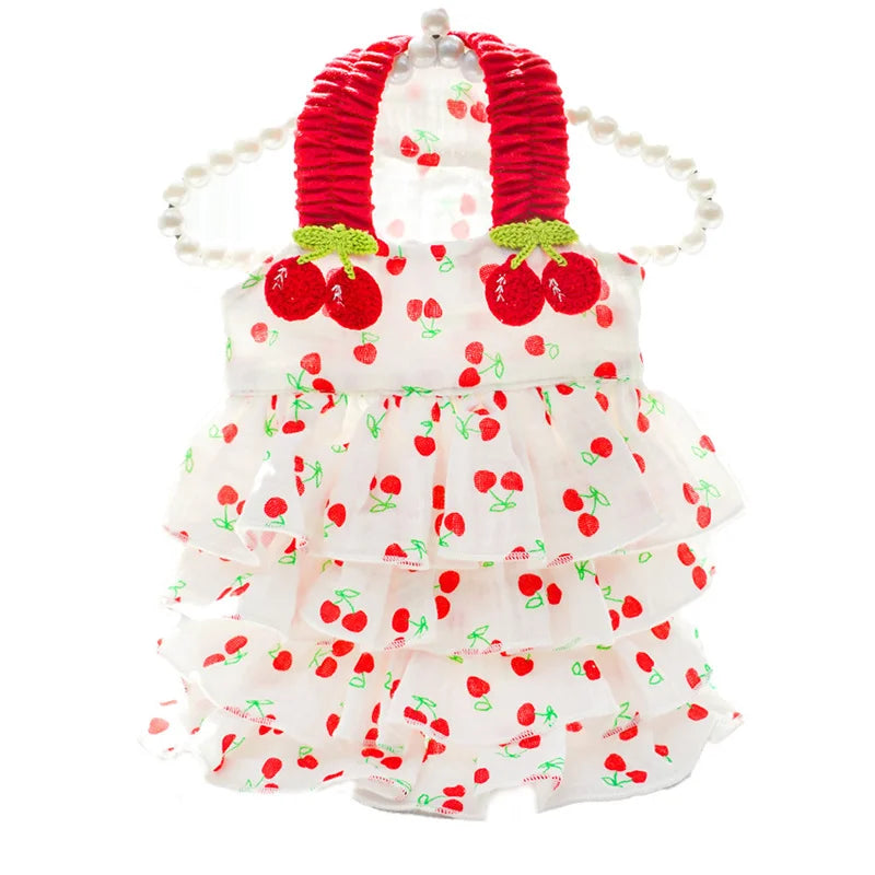 Pomeranian in Cherry dog dress