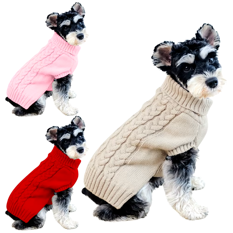 Chic Cable Knit Turtleneck Dog Sweater in 3 colors