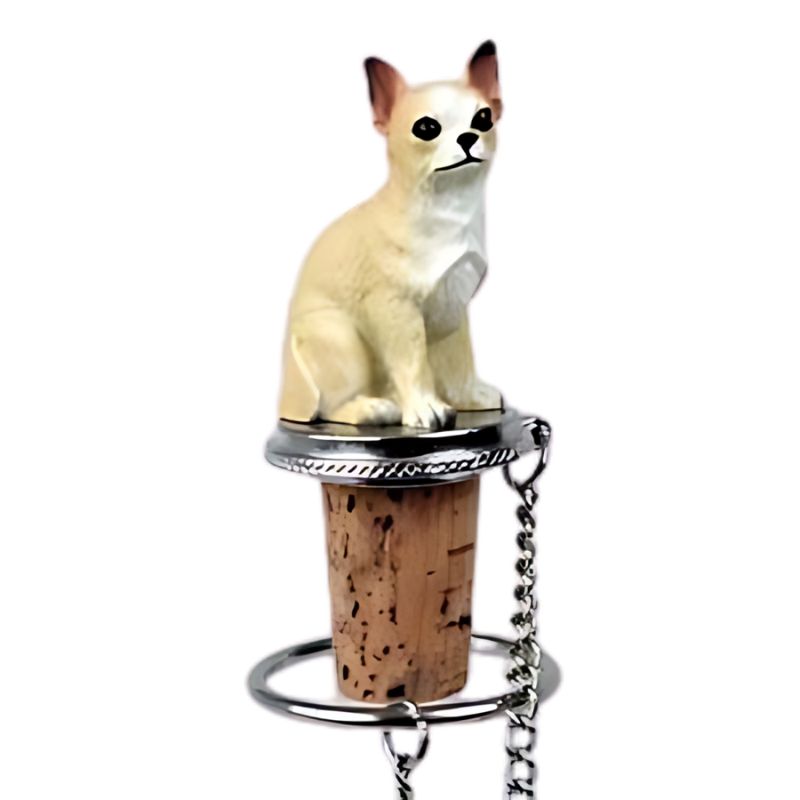 White & Tan Chihuahua Wine Bottle Stopper