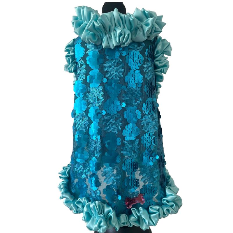 C’Mimi Designer Couture Shimmering Blue Dog Party Dress