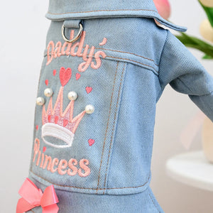 Denim jacket with 'Daddy's Princess' embroidery 